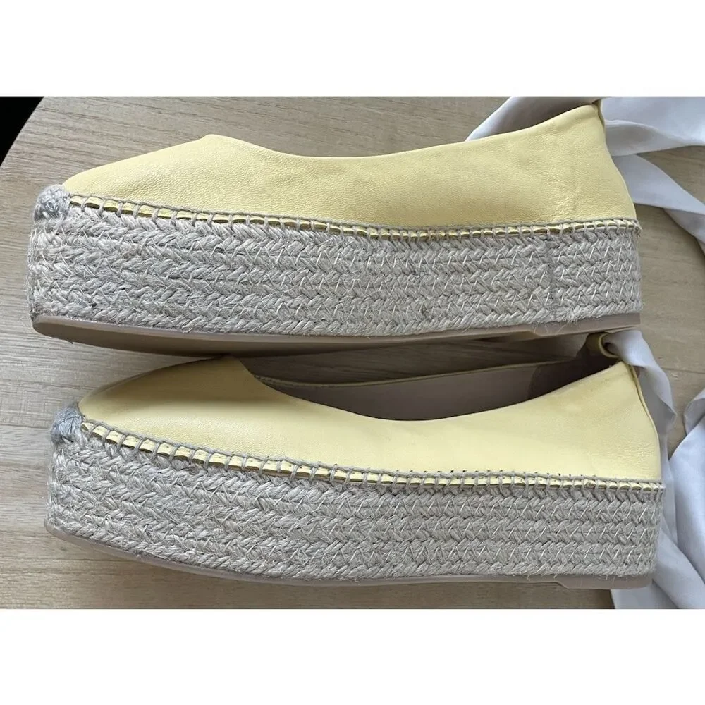 Free People Starboard Wrap Platform Espadrilles Lace Up Lemon Leather 39/8.5 NEW